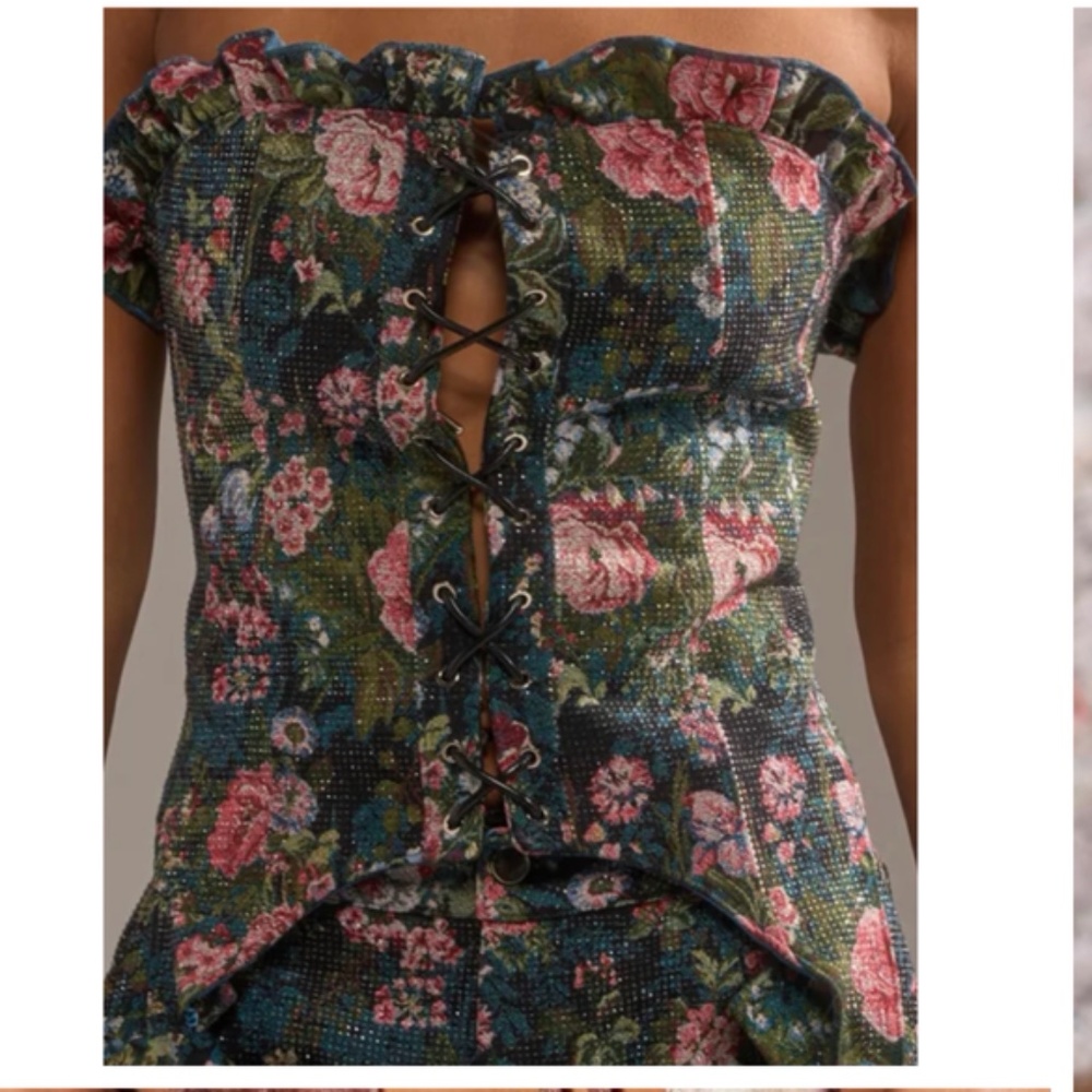 I WANT YOU FLORAL RHINESTONE CORSET - M